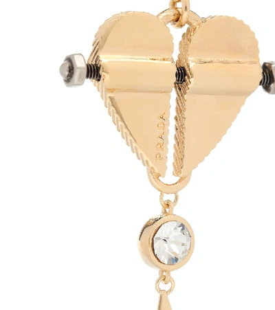 Shop Prada Crystal-embellished Clip-on Earrings In Gold