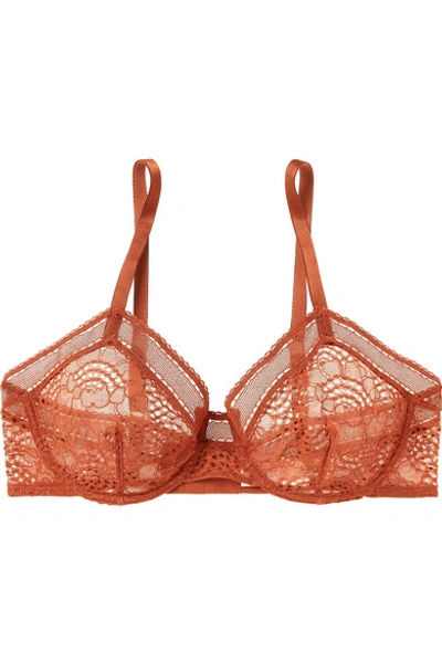 Shop Eres Belle De Nuit Musique Stretch-lace Soft-cup Underwired Bra In Neutral