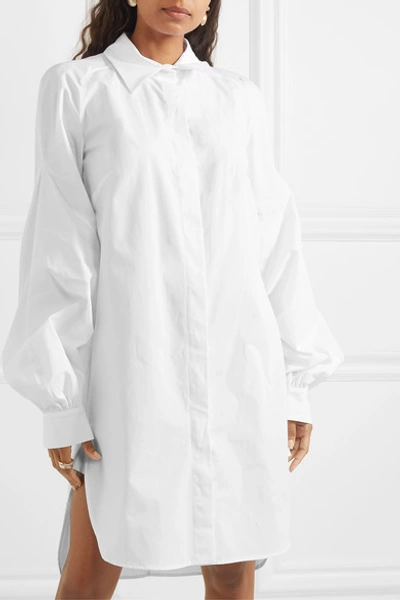Shop Antonio Berardi Tie-front Cotton-poplin Dress In White