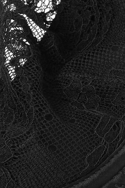 Shop Coco De Mer Seraphine Cutout Silk-blend Satin And Leavers Lace Underwired Bra In Black