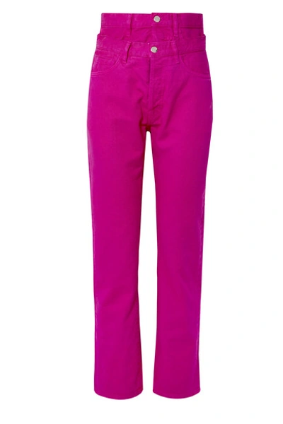 Shop Aries Lilly Layered High-rise Straight-leg Jeans In Fuchsia