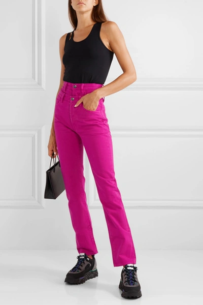 Shop Aries Lilly Layered High-rise Straight-leg Jeans In Fuchsia
