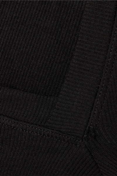 Shop Alix Hester One-shoulder Ribbed Stretch-jersey Thong Bodysuit In Black