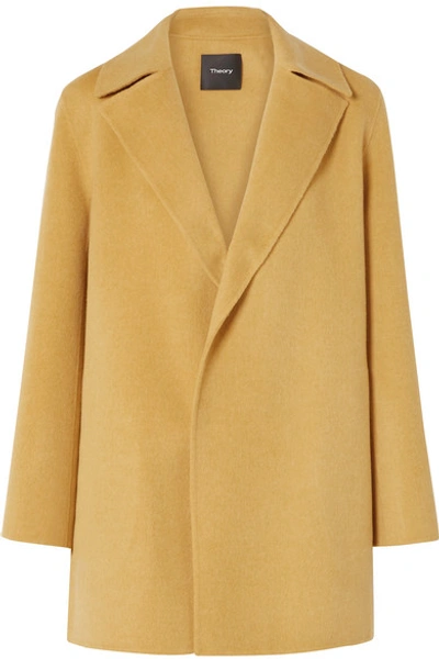 Shop Theory Wool And Cashmere-blend Coat In Mustard