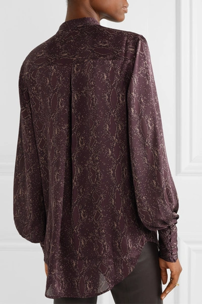 Shop Equipment Helaine Snake-print Satin Blouse In Merlot