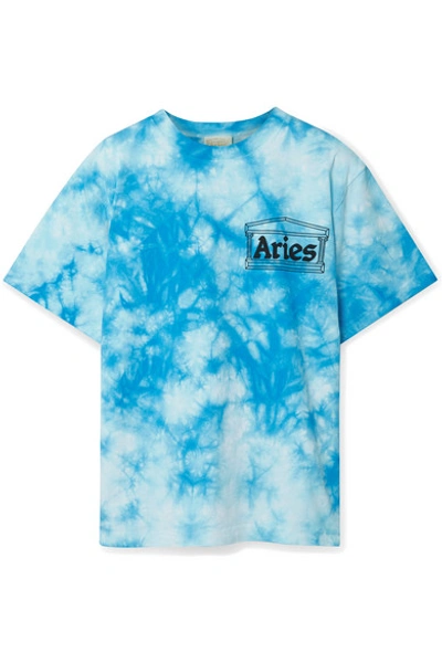 Shop Aries Printed Tie-dyed Cotton-jersey T-shirt In Blue