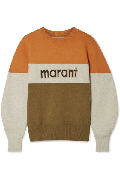 Shop Isabel Marant Étoile Kedy Color-block Intarsia Knitted Sweater In Army Green