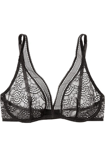 Shop Eres Belle De Nuit Chagrin Stretch-lace Soft-cup Triangle Bra In Anthracite