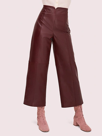Shop Kate Spade Cropped Leather Pant In Cherrywood
