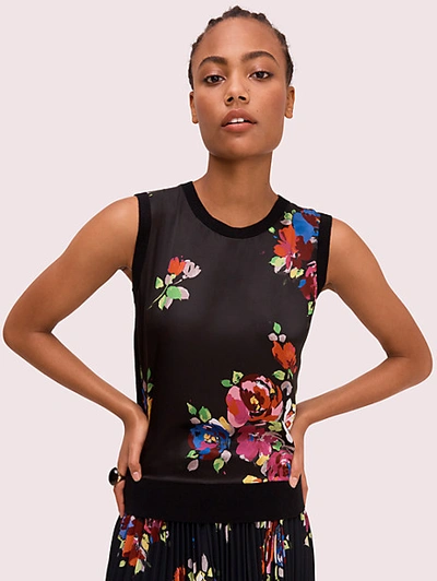 Shop Kate Spade Rare Roses Sweater Vest In Black