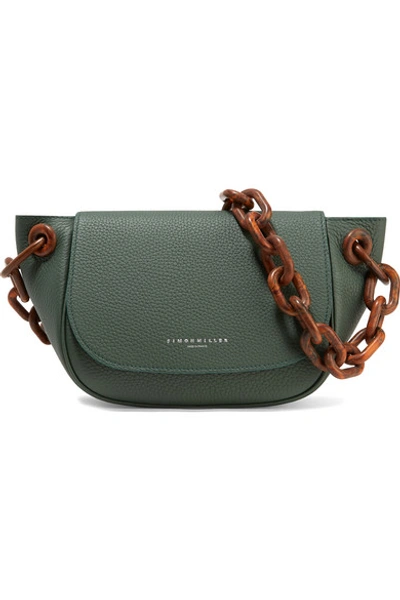 Shop Simon Miller Bend Textured-leather Shoulder Bag In Gray Green