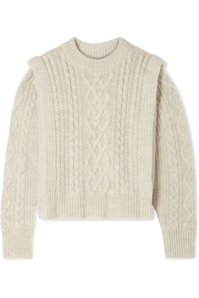 Shop Isabel Marant Étoile Tayle Cable-knit Wool Sweater In Ecru