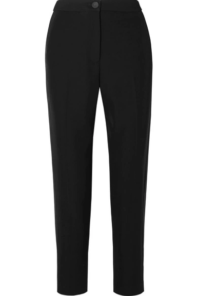 Shop Rag & Bone Meki Grosgrain-trimmed Crepe Tapered Pants In Black