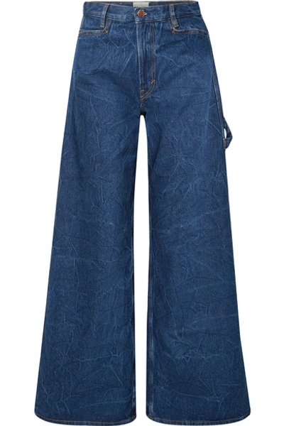 Shop Aries Carpenter High-rise Wide-leg Jeans In Mid Denim