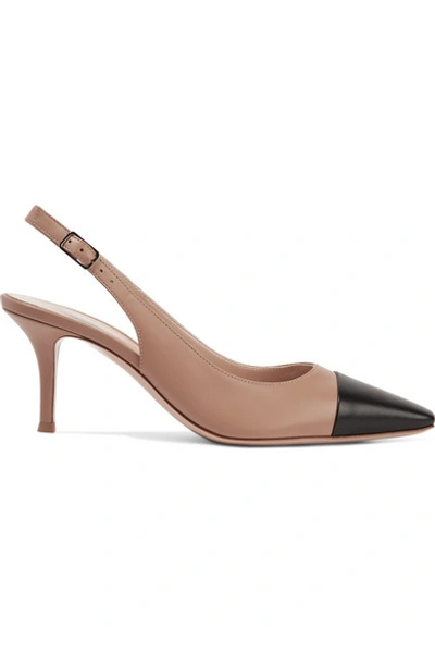 Shop Gianvito Rossi Lucy 70 Two-tone Leather Slingback Pumps In Taupe