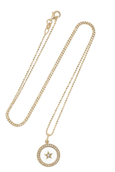 Shop Andrea Fohrman Full/ New Moon 18-karat Gold, Enamel And Diamond Necklace