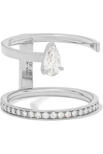 Shop Repossi Serti Sur Vide 18-karat Rose Gold Diamond Ring In White Gold