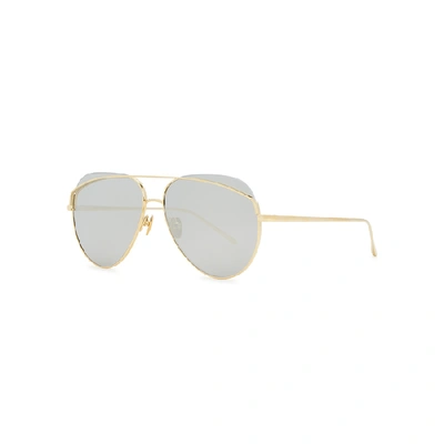 Shop Linda Farrow Luxe Colt Gold-plated Aviator-style Sunglasses