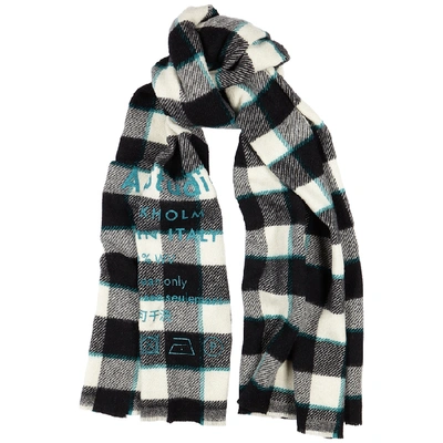 Shop Acne Studios Cassiar Checked Wool Scarf In Black And White