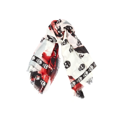 Shop Alexander Mcqueen Torn Roses Printed Fine-knit Scarf