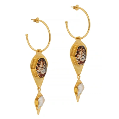 Shop Liya Agate And Pearl Gold-plated Earrings