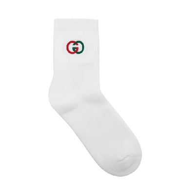 Shop Gucci Logo-embroidered Cotton-blend Socks