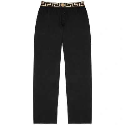 Shop Versace Black Cotton-blend Lounge Trousers