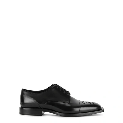 Shop Fendi Black Leather Oxford Shoes