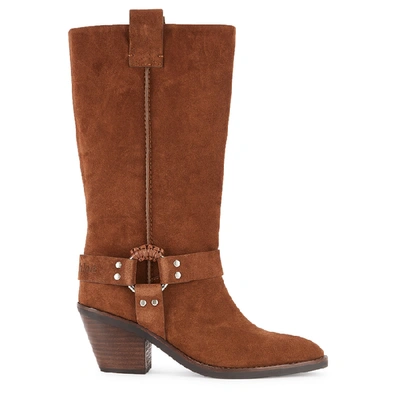 Shop See By Chloé 80 Tan Suede Knee-high Boots