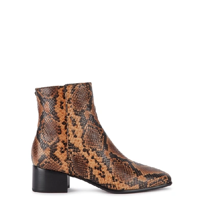 Shop Rag & Bone Aslen 50 Tonal Brown Python-effect Leather Ankle Boots