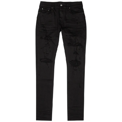 Shop Amiri Black Ripped Skinny Jeans