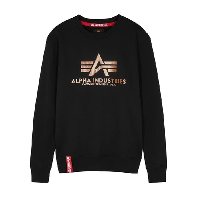 Shop Alpha Industries Black Logo Jersey Sweatshirt