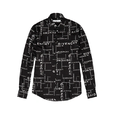 Shop Givenchy Black Logo-print Cotton Shirt