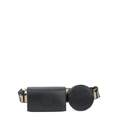 Shop Stella Mccartney Black Logo Faux Leather Belt Bag
