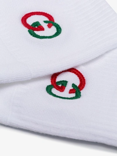 Shop Gucci Logo Embroidered Sport Socks In White
