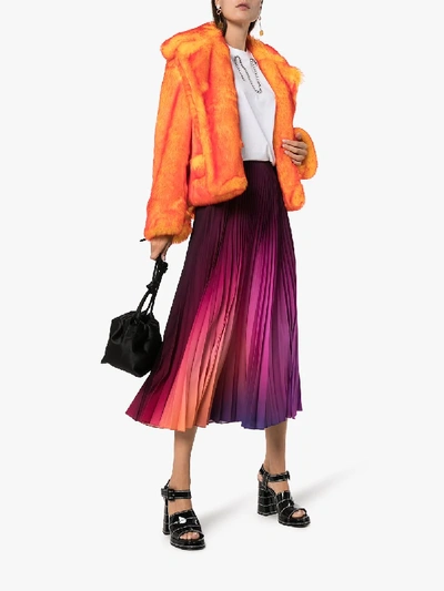 Shop Mary Katrantzou Gradient Pleated Midi Skirt In Pink