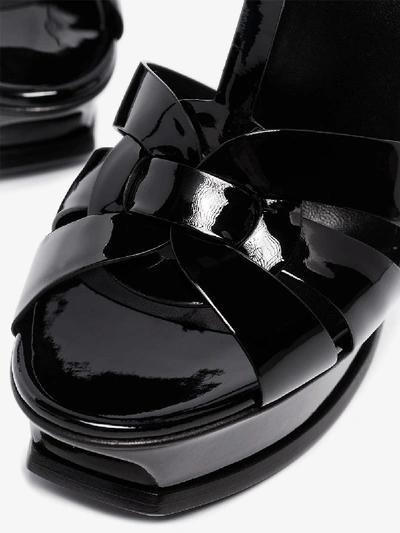 Shop Saint Laurent Black 135 Patent Platform Sandals