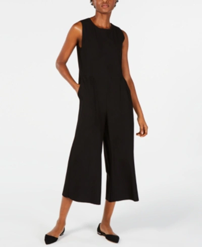 Shop Eileen Fisher Cropped Jumpsuit In Black