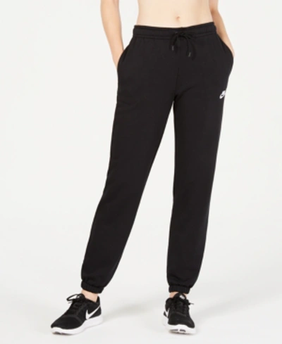 Shop Nike Women's Sportswear Essential Fleece Full Length Sweatpants In Black/white
