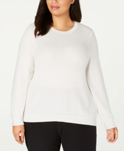 Shop Eileen Fisher Plus Size Textured Sweater In Bone