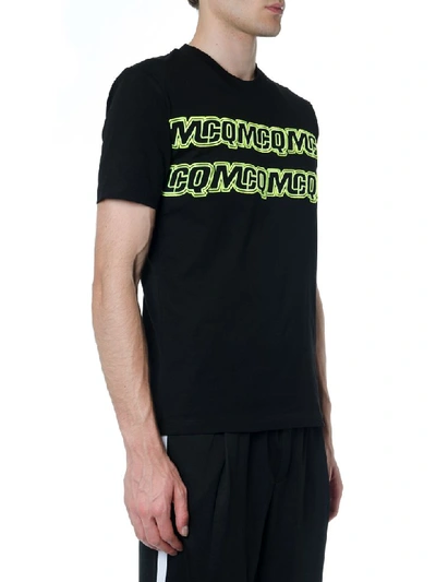 Shop Mcq By Alexander Mcqueen Black And Green Cotton T Shirt With Embroidered Logo