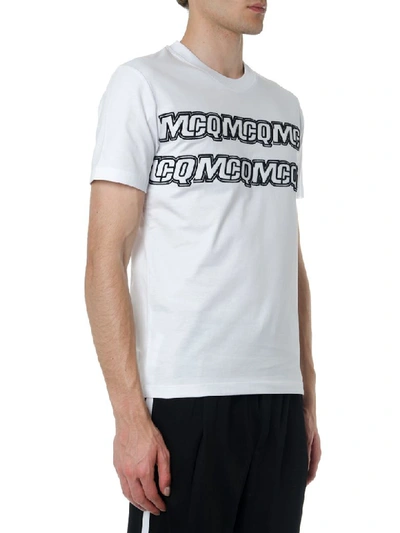 Shop Mcq By Alexander Mcqueen Black And White Cotton T Shirt With Embroidered Logo