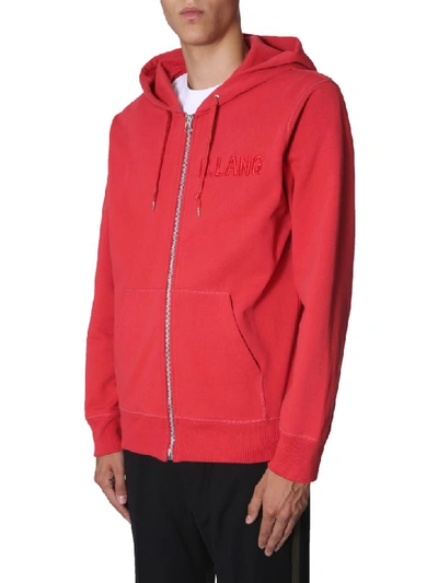 Shop Helmut Lang Hooded Sweatshirt In Rosso