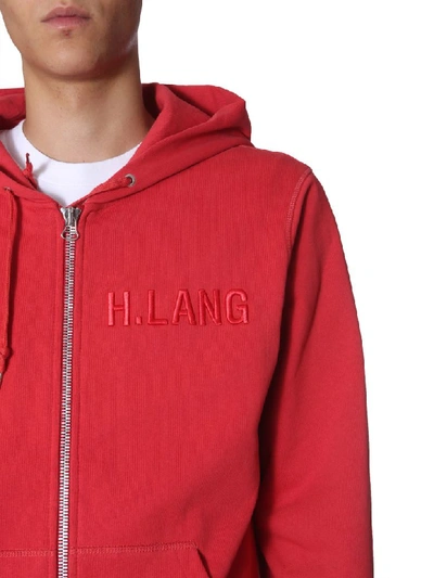 Shop Helmut Lang Hooded Sweatshirt In Rosso