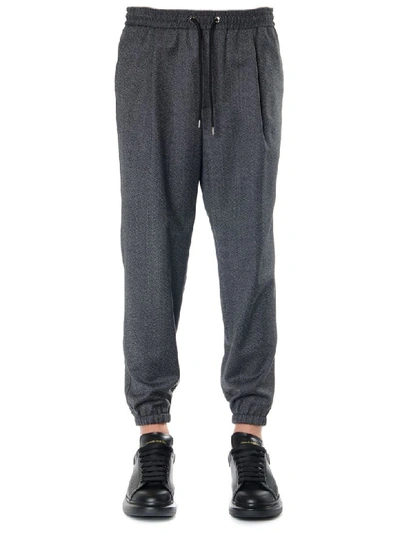 Shop Mcq By Alexander Mcqueen Sport Grey Drawstring Wool Pants In Charcoal