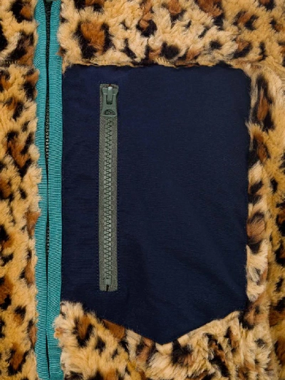 Shop Sacai Faux Fur Leopard Jacket In Beige