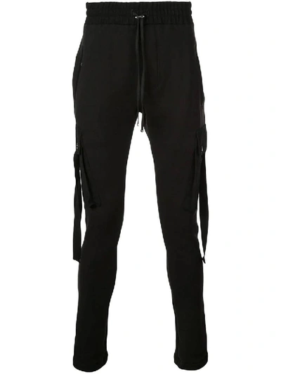 Shop Amiri Black Cotton Tapered Track Pants