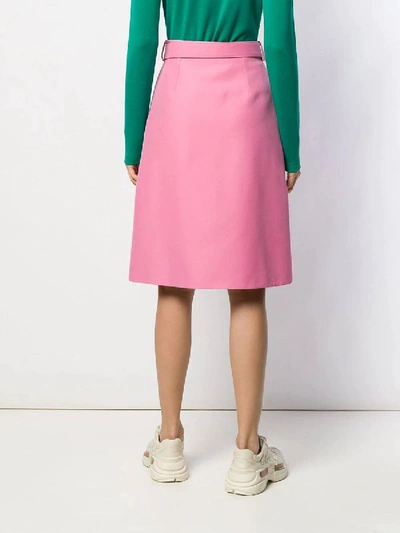 Shop Gucci Pink Gg Belt Midi Skirt