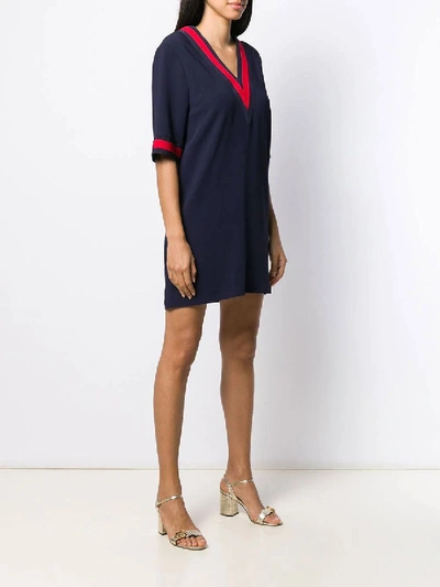 Shop Gucci Oversize Maxi Shirt With Web In Blue