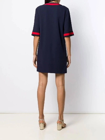 Shop Gucci Oversize Maxi Shirt With Web In Blue